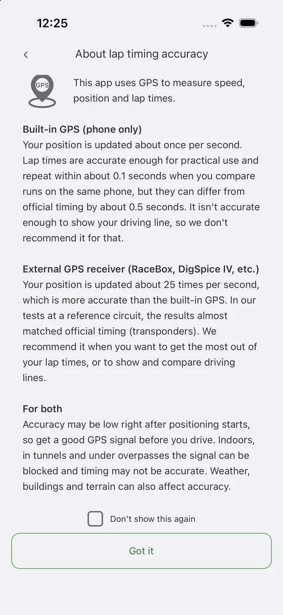 About lap timing accuracy