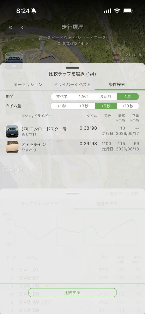 比較ラップを選ぶシート
